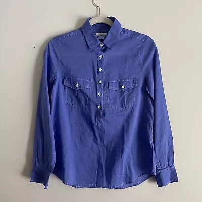 J Crew Women SZ 0 Periwinkle Blue Popover Long Sleeve Blouse Style #42288 NWT • $36.50