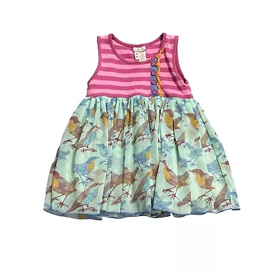 Matilda Jane Fly Away With Me Birds Sara Tank Shirt Tunic Pink Blue Sz 8 • $11.66