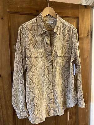 £15 • Buy Equipment Femme Snakeskin Print Signature Silk Shirt, Light Tan/Beige, Size L