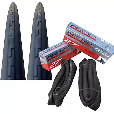 Value Bundle Of 2 Old School Road Bike Tyres 27 X 1¼ + 2 Thorn Resistant Tubes • $44.95