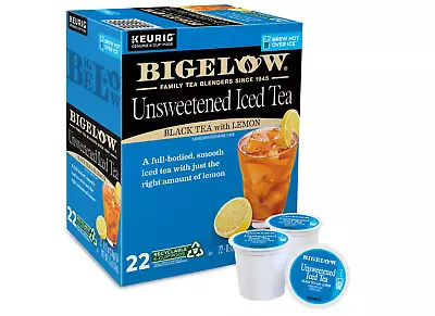 Bigelow Black Tea With Lemon Unsweetened Iced Tea 22 To 132 K Cups Pick Any Size • $114.88