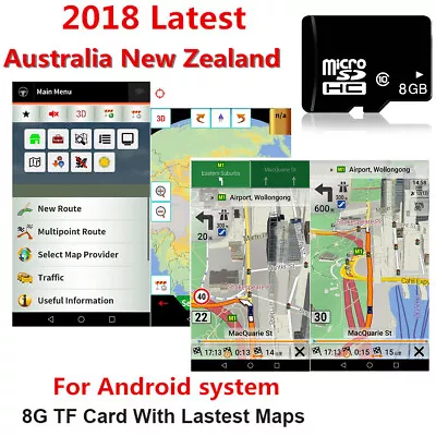 For Android System Car DVD GPS Navi Player 8GB Australia New Zealand Map SD Card • $43.99