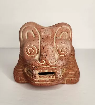 Aztec Inca Mayan Lion Tiger Terracotta Pot Planter Mexico Folk Art Pottery • $39