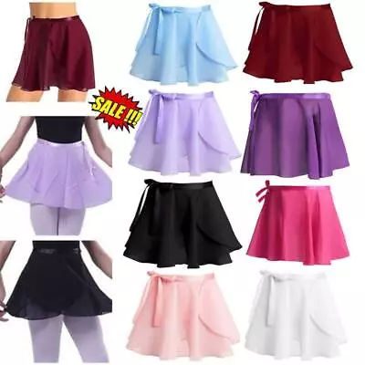 Kids Girls Chiffon Ballet Tutu Dance Skirt Gymnastics Skate Wrap Scarf Dancewear • £3.75