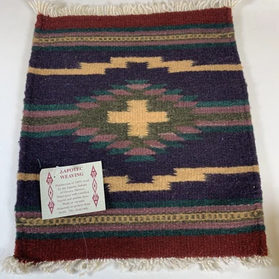 $35.99 • Buy Vintage Zapotec Indian Weaving Oaxaca Valley, Mexico 13.5  X 11.5  Table Top Rug