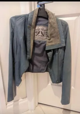 Mister Zimi Blue Leather Jacket Size 8 • $70