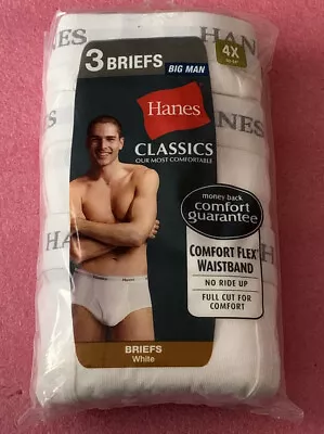 2010 Hanes Big Man Classics 3 Pack Men's Briefs 4X Full Cut 100% COTTON • $10