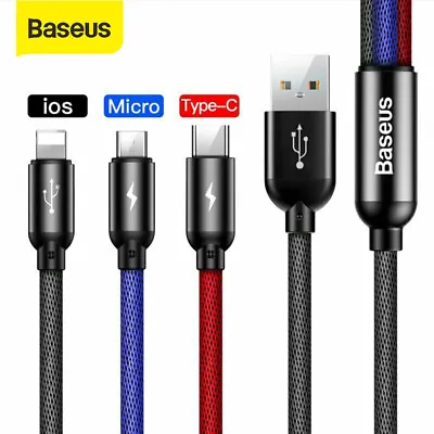4 - 1 Multi USB Charging Cable Fast Charger Cord For IPhone/Type C/Micro USB UK • £6.59