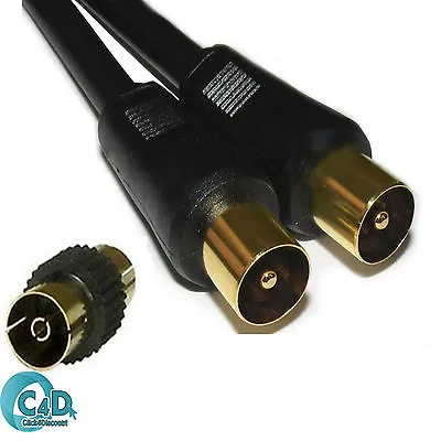 Coaxial TV Aerial Cable Extension RF Fly Lead Digital Male To Male Coax 1m - 50m • £4.35