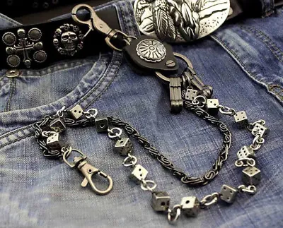 £19.38 • Buy Dice Link Trucker Rocker Biker Mens Metal Keychain Key Jean Wallet Chain