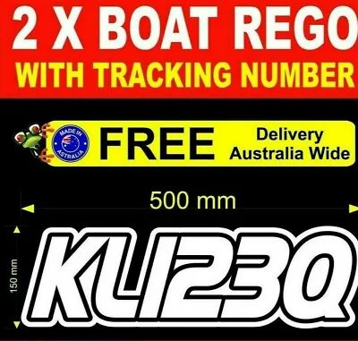 $29 • Buy 2 X Boat Rego,Boat Stickers, Fishing Boat Decal Boat Registration Marine Numbers