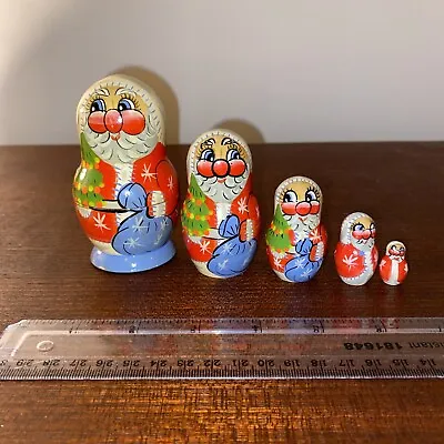 Vintage Set Of Five Father Christmas Nesting Russian Dolls • £35