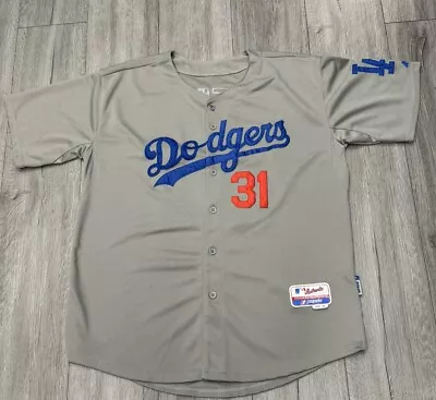 Majestic Los Angeles Dodgers Joc Pederson MLB Baseball Jersey 48 Gray Authentic • $29.61