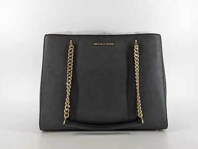 Michael Kors Ellis Large Tote Black Leather With Gold Chain • $199.99