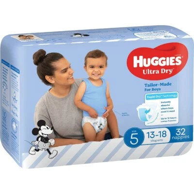$50 • Buy Huggies Ultra Dry Nappies Walker For Boys - 4x32 Pack