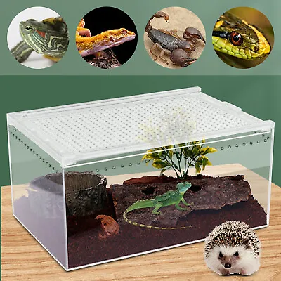 Transparent Pet Feeding Box Large Size Acrylic Plant Pet Reptile Terrarium Tank • $35.15