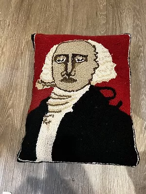 Vintage President George Washington Wool Hand Crafted Throw Pillow 16 X 13 In • $49.99