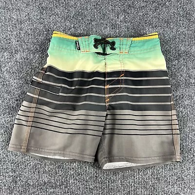 O’Neill Toddler Boys Swim Shorts W/ Pocket - Size 2T - Turquoise & Gray Stripes • $9.95