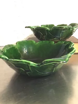  California Pottery Valley Vista Bowls 111 Made In USA Cabbage Leaf Set 2 VTG  • $6.95