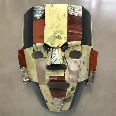 Mayan Aztec Death Mask Mother Of Pearl Onyx Abalone Burial Sculpture Folk Art • $17.60