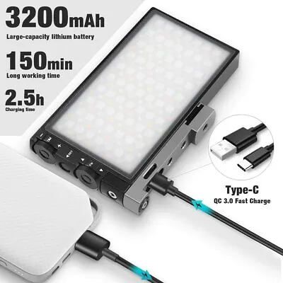 Pixel Full Color RGB Video Light 2500-8500K Dimmable Photography Fill Light • £85.19