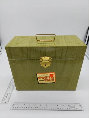 $19.99 • Buy Vtg MCM Avocado Green Woodgrain Porta File Metal Tin Box NO KEY 10 X 5.5 X 12.5