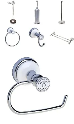 Traditional Old Vintage Retro Bathroom Accessories Chrome & White  • £32.99