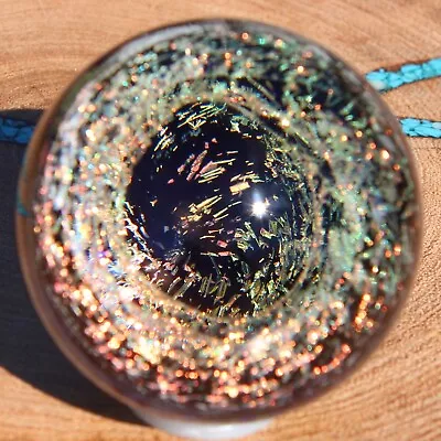 Borosilicate Clear Orb Orange Yellow Green Vortex Hand Blown Sphere Marble 1.75  • $175