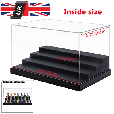 UK Perspex Acrylic Display Box Case 25cm L Plastic Base 4 Steps Clear Dustproof • £22.19