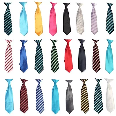 25 + Colors Clip On Neck Tie For Toddler (2T-4T )Kids(4-7) Boys (8-16) Satin Tie • $1.95