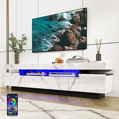 70IN High Gloss Modern White LED TV Stand Entertainment Center For 75/80  TV • $199.49