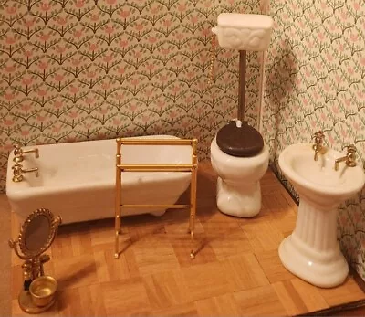 Miniature Dollhouse Porcelain Bathroom Fixtures And Accessories • $10.99