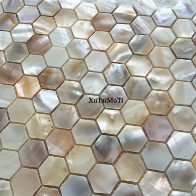 Natural Hexagon Shell Mosaic Mother Of Pearl Kitchen Backsplash Bathroom Tile • $44