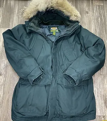 Vintage CABELA’S Premier Northern Goose Down Coyote Fur Trimmed Parka Jacket XL • $150