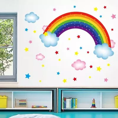 PVC Wall Stickers Peel And Stick Wall Decor Large Colorful Rainbow  Girls' Room • $15.07