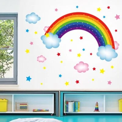 PVC Wall Stickers Peel And Stick Wall Decor Large Colorful Rainbow  Girls' Room • $15.07