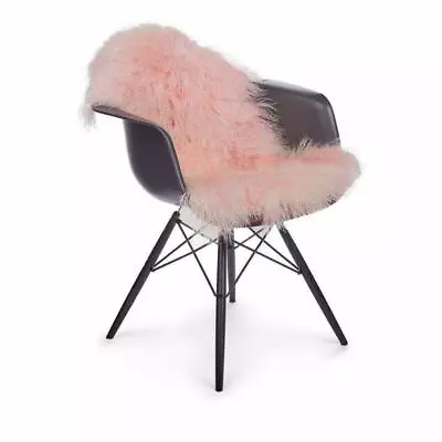 Pink FUR RUGS MONGOLIAN THROW TIBETAN LAMBSKIN FUR CHAIR PELT CURLY Fluf CARPET • $66.49