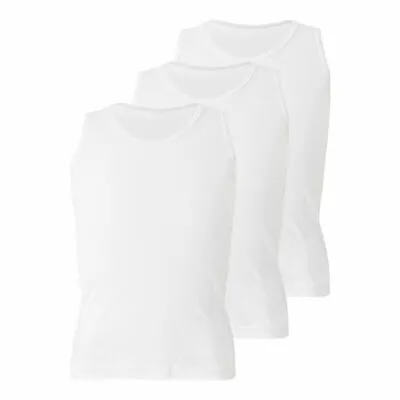 £4.79 • Buy PACK OF 3 Kids Vests Boys Girls White Sleeveless Cotton Regular Wear Underwear T