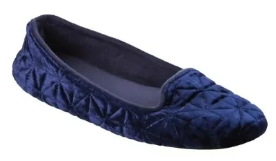 Isotoner Women's Crushed Velour Slippers W/ Memory Foam NAVY BLUE Small 5-6 • $13.12