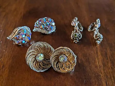 Vintage Jewelry Lot Of 3 Earring Pairs Clip Back Goldtone Lisner + Coventry J2 • $10