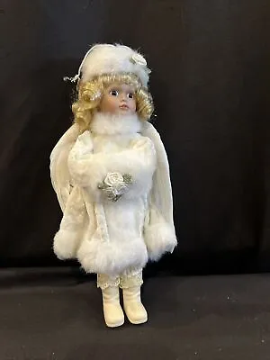 Vintage Porcelain Angel Doll Ornament Feather Wings Blonde Curls 10” A19 • $15