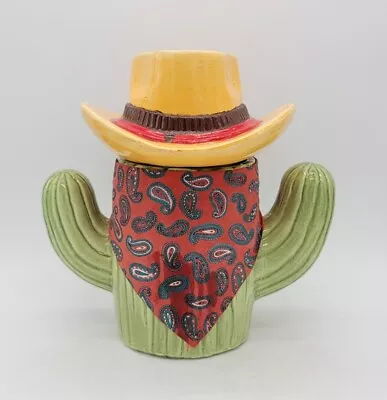 Vintage Saguaro Cactus With Cowboy & Bandanna Cookie Jar By Treasure Craft  • $99.99