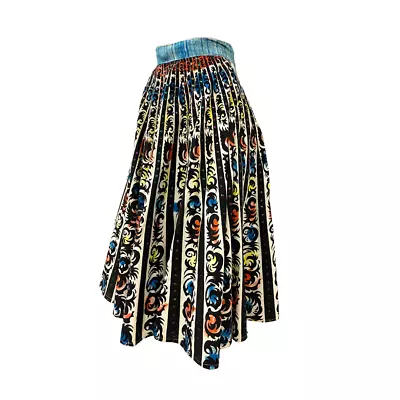 Vtg 50s 1950s Mid Century Mexican Block Print Souvenir Sequin Wrap Skirt • $167.89