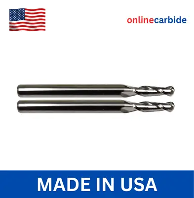 2 Pcs 3/32  2 Flute Ball Nose Carbide End Mill • $15.95