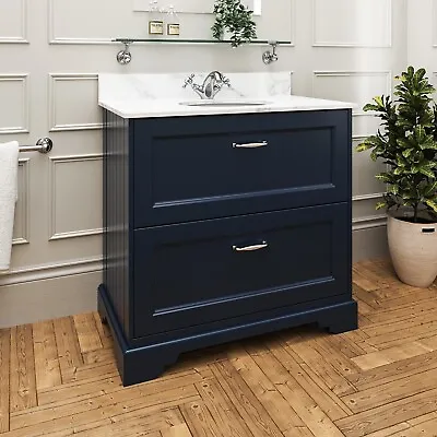 800mm Blue Freestanding Marble Top Vanity Unit - Ashbourne BUN/BeBa_27502/78613 • £459.92