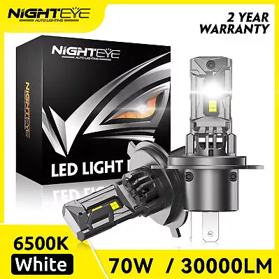 NIGHTEYE 2X H4 9003 HB2 LED Headlight Bulbs High And Low Beam 6500K White70W AU • $34.99