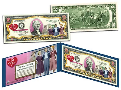 I LOVE LUCY Legal Tender U.S. $2 Bill *OFFICIALLY LICENSED* Lucille Ball W/Folio • $15.95