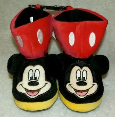 Mickey Mouse Boys Plush Boot Style Slippers NWT 7/8 9/10 11/12 Disney Non-Skid • $12.99
