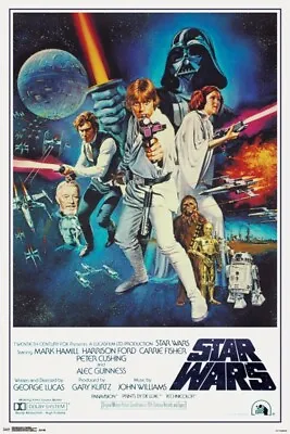 Star Wars A New Hope One Sheet With Credits Episode IV 1977 Movie Poster 24x36 • $13.98