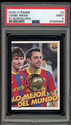 2010-11 Panini FC BARCELONA LIONEL MESSI Sticker #3 PSA 9 MINT • $75